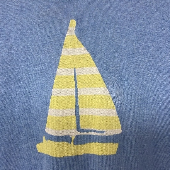 J. Crew size large blue lightweight crewneck sweater with sailboat on it - Picture 2 of 7